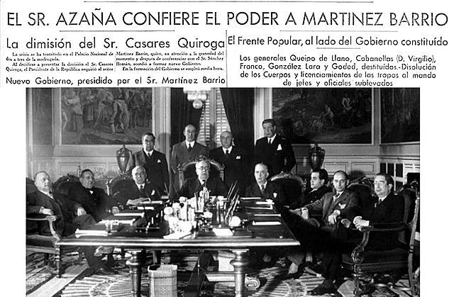 Reacción del gobierno republicano al estado de guerra