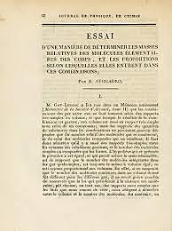 Publicación de la teoría de Avogadro