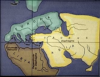 Mapamundi de Dicearco de Mesina con diafragma central