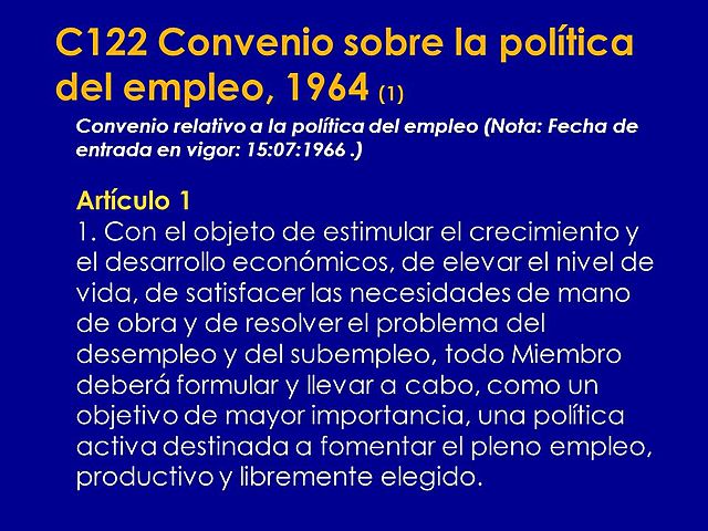 CONVENIO SOBRE LA POLÍTICA DEL EMPLEO - ONU