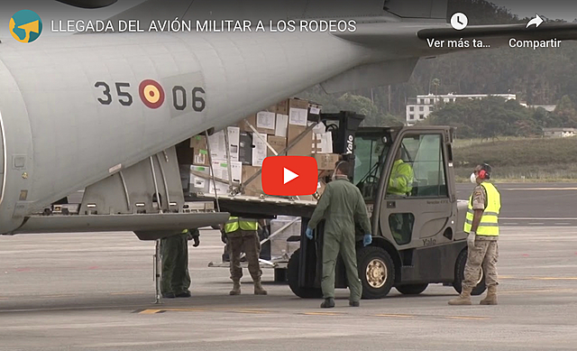 Un avión militar trae mascarillas y guantes a Canarias, que espera recibir kits para test "en los próximos días"