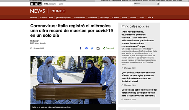 19 de marzo:Italia registró el miércoles una cifra récord de muertes por covid-19 en un solo día