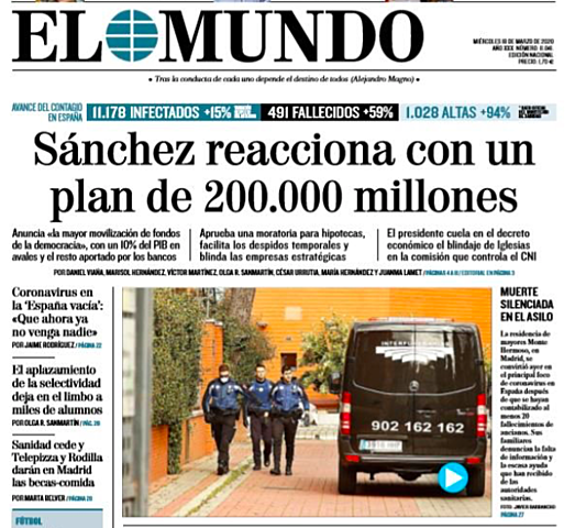 "Sánchez reacciona con un plan de 200.000 millones"