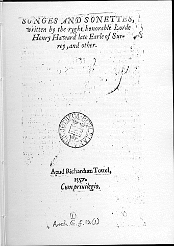 Tottel´s Miscellany (Songes and Sonettes)