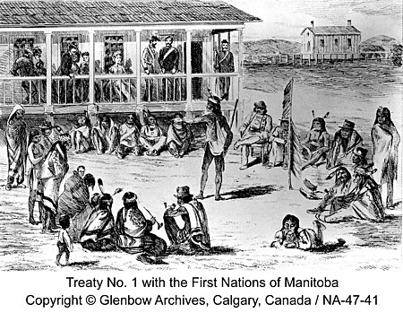 Treaty No. 1 - Signed in Lower Fort Garry, Manitoba.