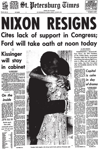 Richard Nixon becomes the first U.S. President to resign