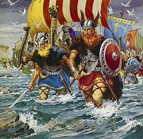 Britain first undergoes raids from the Vikings, giving English words from old Norse