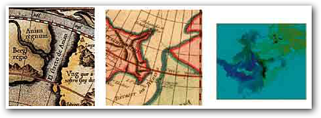 El mítico estrecho de Anian en un mapa de Mercator