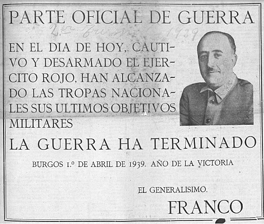 Fin de la Guerra Civil y comienzo de la dictadura de Franco