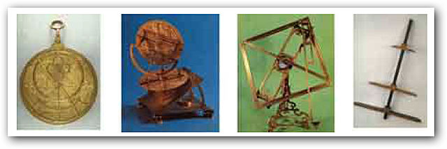 El astrolabio, el torquete o compendium, el cuadrado geométrico y la ballestilla