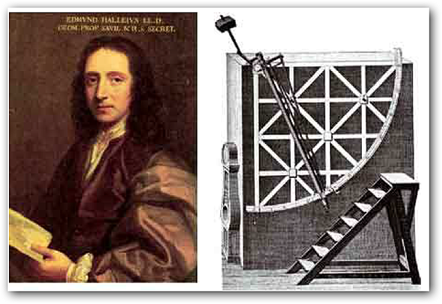 Cuadrante que empleaba  E. Halley en las observaciones realizadas en el Observatorio de Greenwich