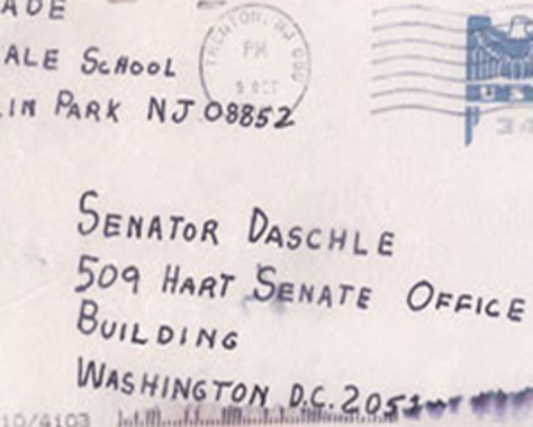 First mailing of anthrax