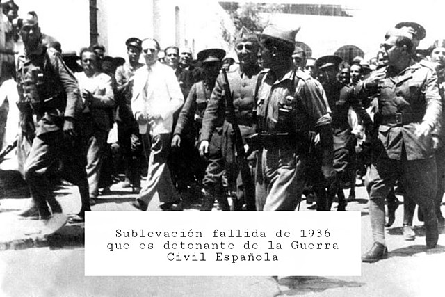 Sublevación militar. Golpe de Estado fallido, causa directa de la Guerra Civil Española.