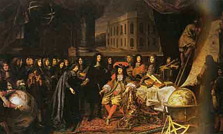 La creación de la Academia de Ciencias y la fundación del Observatorio de Paris, ante el rey Luís XIV.