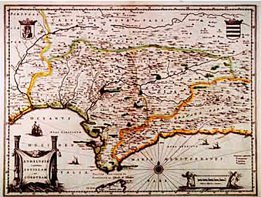 El mapa del Sur de España, en el que W. J. Blaeu, incluyó Andalucía y la parte de Granada