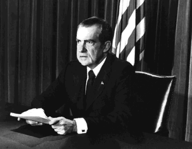 Richard Nixon becomes the first U.S. President to Resign