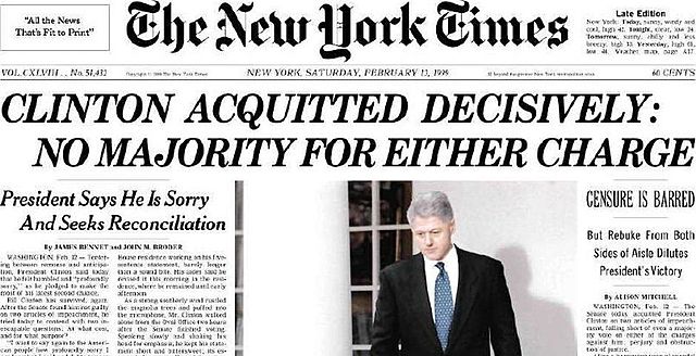President Clinton is acquitted