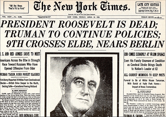 Franklin Delano Roosevelt Dies