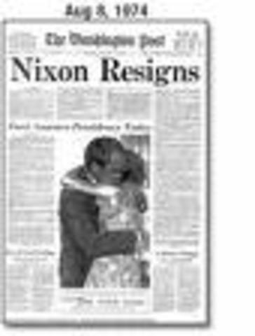 •	Richard Nixon becomes the first U.S. President to resign