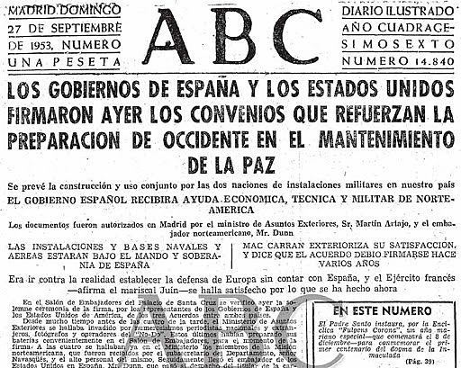 Pactos de Madrid. Acuerdos EEUU-España