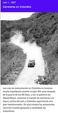 ***   Comienzo de la construcción de Carreteras en Colombia