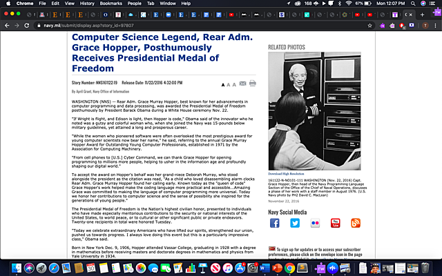 Award by past president Barack Obama