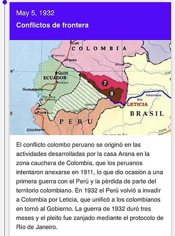 *** May 5, 1932 Conflictos de frontera con el Peru y perdida de territorio Colombiano en 3 meses
