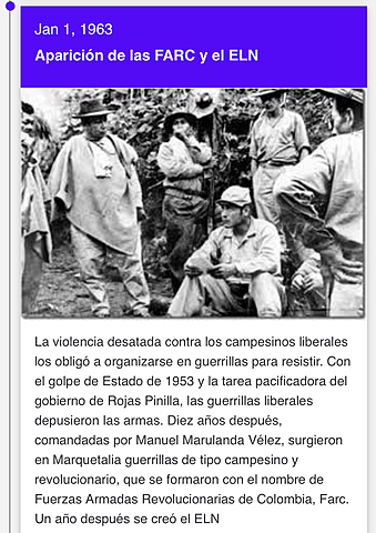 *** Aparición de las FARC y el ELN, en oposición a los Gobiernos del Frente Nacional,