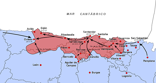 Los franquistas completan la conquista del norte de España.
