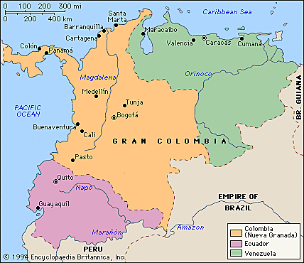 Unificación de los territorio de la Gran Colombia