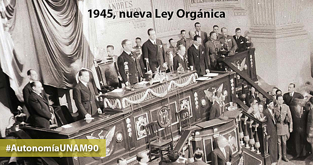 Obras principales: Promulgación de la Ley Orgánica de la UNAM