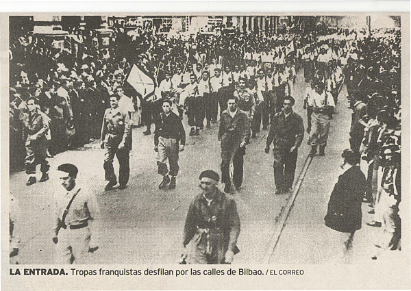 Los franquistas conquistan Bilbao y el resto de los territorios vascos que no se hallaban bajo su control.