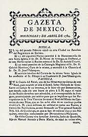 GACETA DE MÉXICO Y NOTICIAS DE NUEVA-ESPAÑA 1722