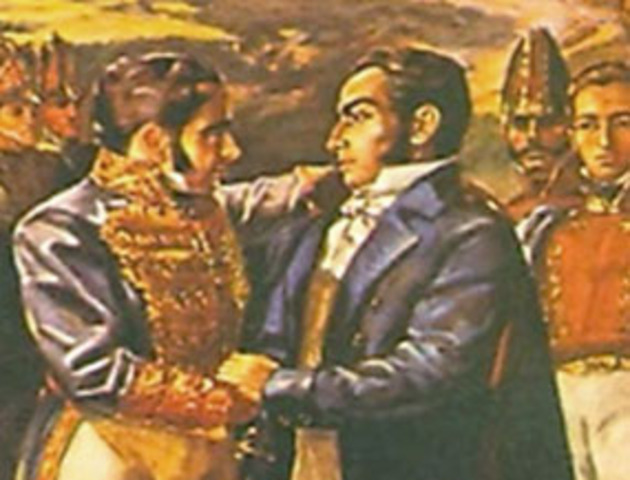Simon Bolivar firma tregua con Pablo Morillo