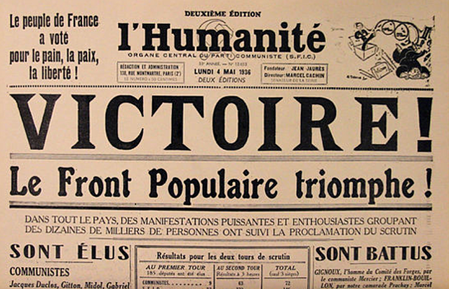 Triunfo del Frente Popular en Francia.