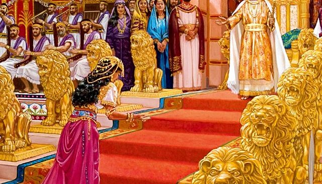Queen of Sheba comes to Solomon