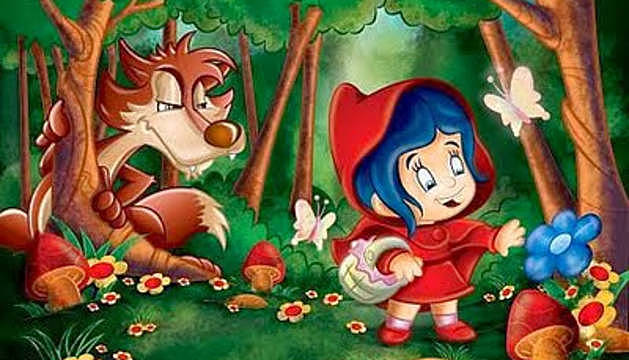 La caperucita se encuentra con el gran lobo feroz.
