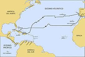 Los viajes transatlánticos de Cristóbal Colón a las Américas.