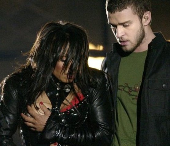 Janet Jackson's breast is exposed