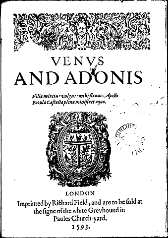 obra Poemas venus, Adonis y la violación de Lucrecia