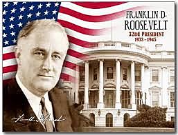 Franklin D. Roosevelt presidente bilakatu.