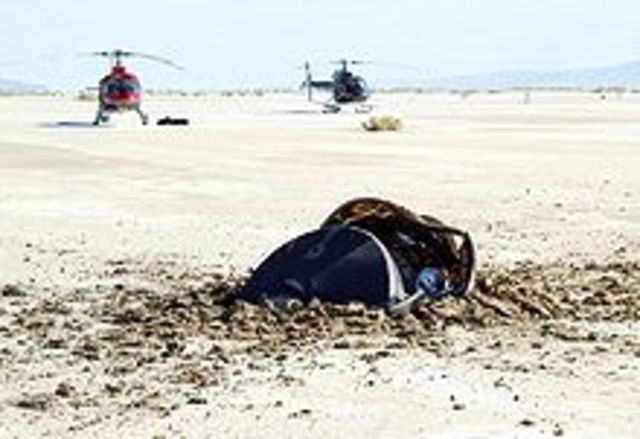 The NASA unmanned spacecraft Genesis crash-lands