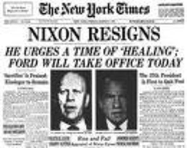 Nixon became first preisdent to resign.