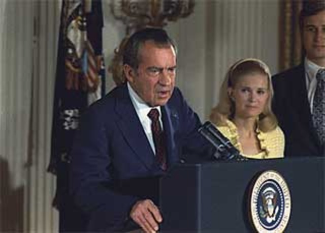 •	Richard Nixon becomes the first U.S. President to resign
