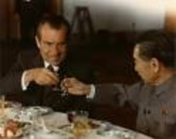 •	Nixon becomes the first U.S. President to travel to China