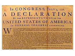 Declaración de la independencia de Norteamérica.