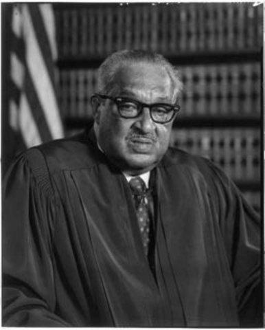 Thurgood Marshall is the First Aftican American Sworn Into the Supreme Court