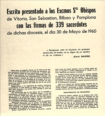 Sacerdotes vascos redactan una carta de protesta contra el régimen y su represión