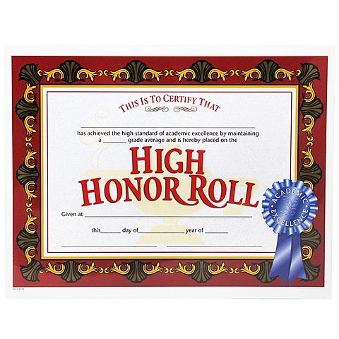 In Notre I achieved excellence honor roll.