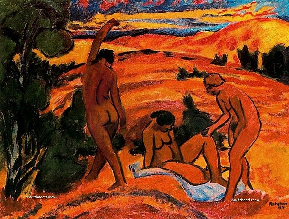 Tres desnudos en un paisaje 1911